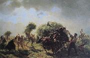 Rudolf Koller Heuernte bei drohendem Gewitter painting